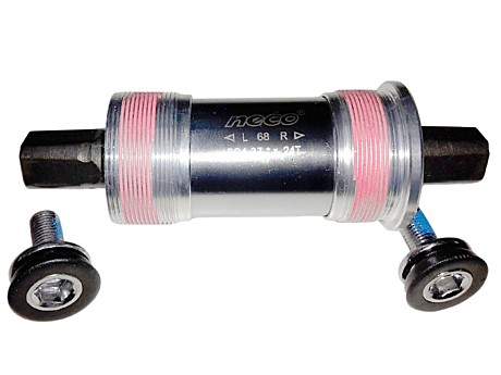 Каретка вело касетная Neco 110 мм, с алюм. чашками, Cr-Mo ось, с Cr-Mo болтами, 1,37х24Т, в инд. упа
