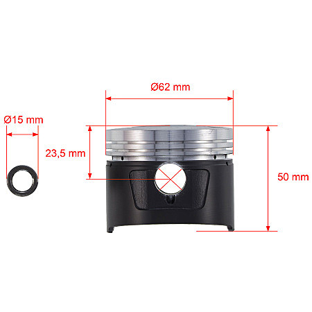 Поршневой комплект 4Т d62,0 CG150 d-62, pin-15 ВЫСОКИЙ (тефлон) / SM-PARTS