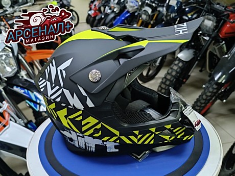 Мотошлем HIZER кроссовый 211 (S) #2 black/green ПОДРОСКОВЫЙ